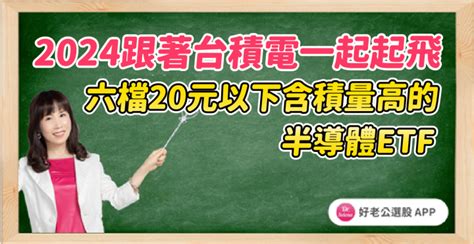 2024 跟著台積電一起起飛：六檔20元以下含積量高的半導體etf