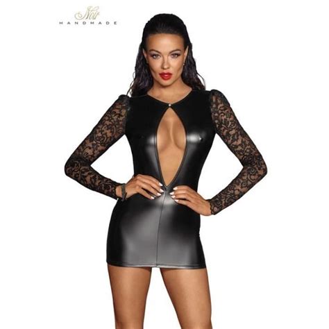 Mini Robe Wetlook Et Dentelle F253 Medium Noir Achat Vente Mini