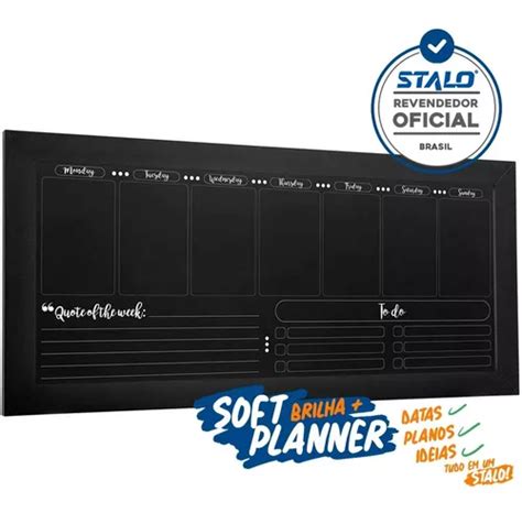 Planner Semanal Parede 80x38cm Lousa Quadro Planejador Preto