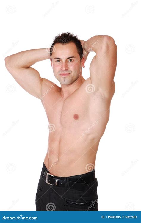 Muscular Man Isolated On White Stock Image Image Of Exercise Cutout