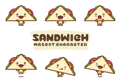 Sandwich Mascot Vector Design Logo Stock Vector Illustration Of