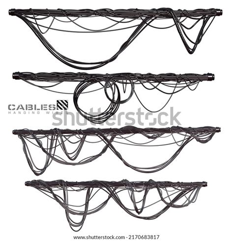 3d Render Black Cables Hanging Wires Stock Illustration 2170683817