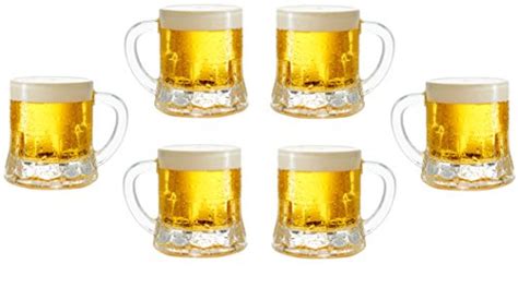 Circleware Roadhouse Mini Mason Beer Mug Heavy Base Glasses Set Of 6 Fun Party Entertainment