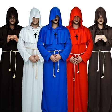 Men Renaissance Hooded Priest Robe Medieval Carnival Costume | Wish