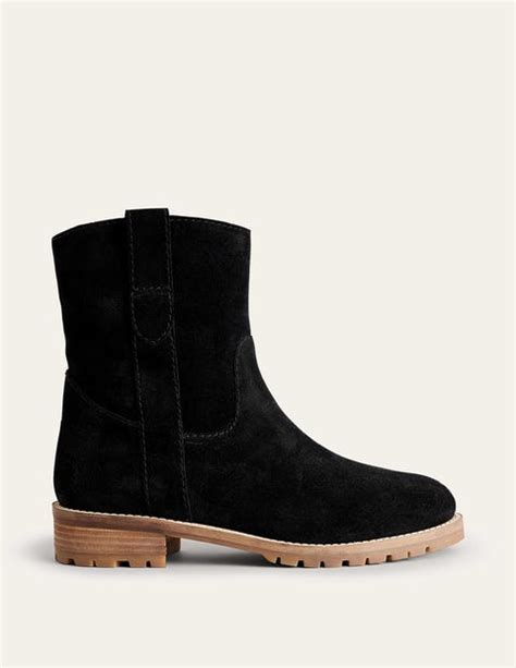 Western Suede Ankle Boots - Black Suede | Boden US