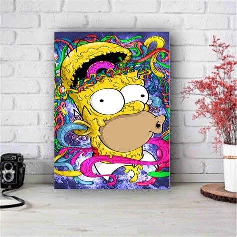 Placa Decorativa Quadro Simpsons Psicodelico Arte Imagine Homer MDF