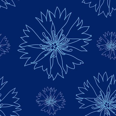 Premium Vector Seamless Pattern With Blue Cornflowers Flowers Floral