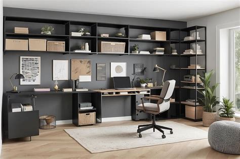 Premium Photo | A home office with a modular desk system and adjustable ...