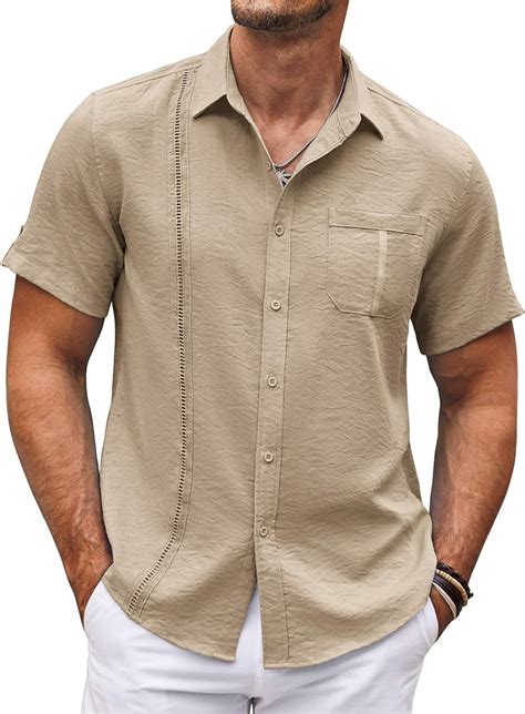 COOFANDY Camisa De Guayabera Cubana De Manga Corta Para Hombre