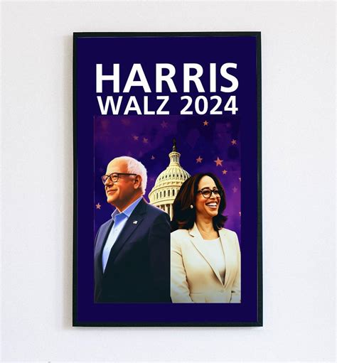 Kamala Harris Tim Walz Poster Harris Walz Embroidery