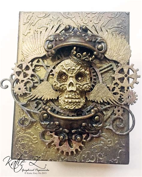 Shimmerz Paints Steampunk Skull Altered Book Cover