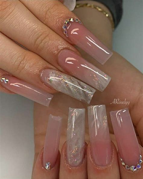 Nude Acrylic Nail Set Long Square Acrylic Nails Acrylic Nails Coffin Pink Nails