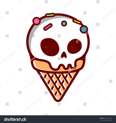 Ice Cream Skull Head Cone Vector Stock Vector Royalty Free 1404513677