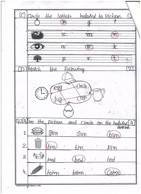 Mid Term Exam Paper Sr Kg English