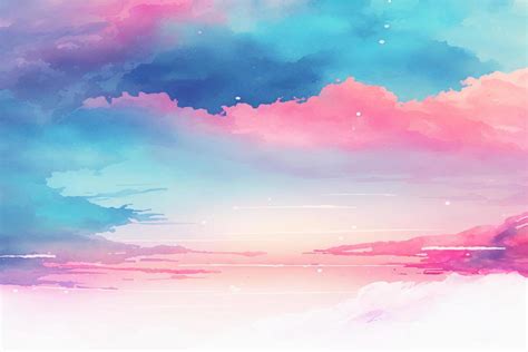 Hand Painted Watercolor Sky Cloud Background With A Pastel Colored