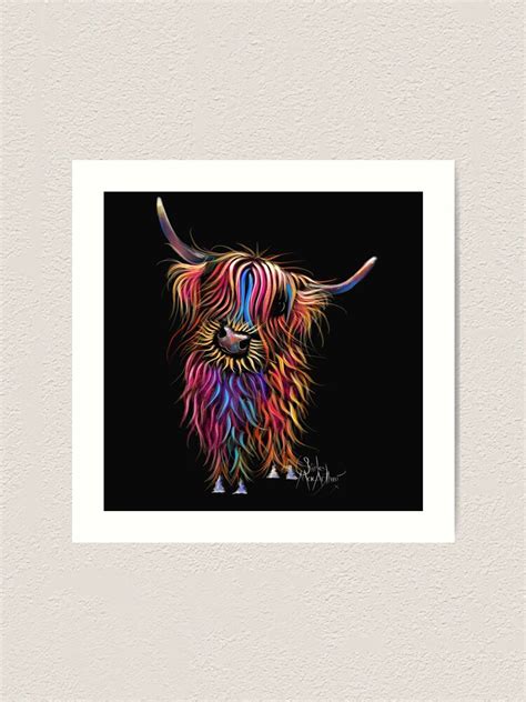 Cow Print Scottish Highland Sunflower By Shirley Macarthur Art