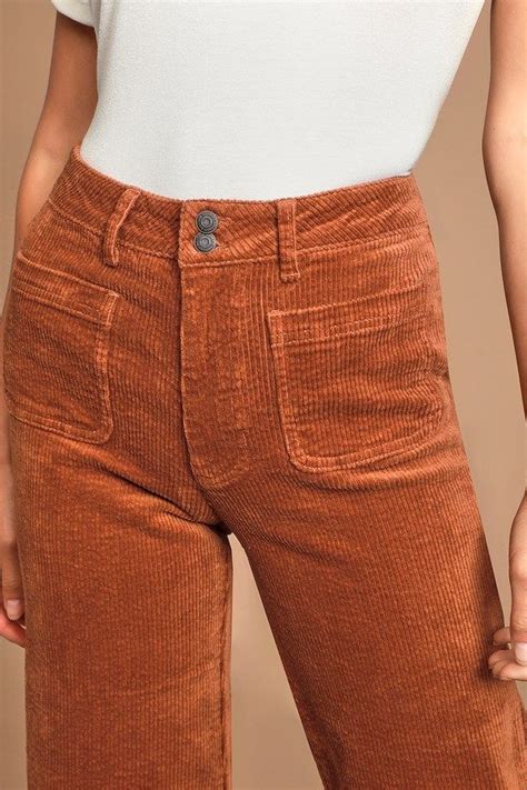 Edinburgh Rust Brown Corduroy Cropped Pants Corduroy Pants Women