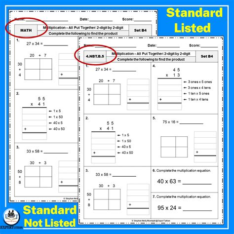 Standard Algorithm Multiplication Worksheets Printable Worksheets