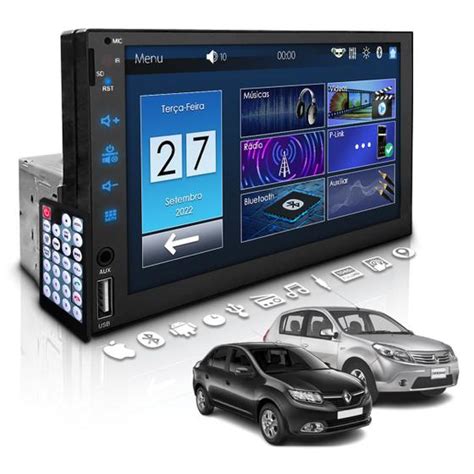 Central Multim Dia Universal Din Mp Bt Espelha Dvd Renault First