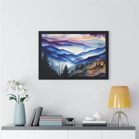 Blue Ridge Mountains Fine Art Watercolor Poster With Frame, Blue Ridge ...