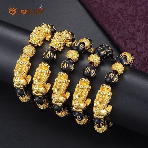 Feng Shui Obsidian Stone Beads Bracelet Men Women Wristband Pixiu