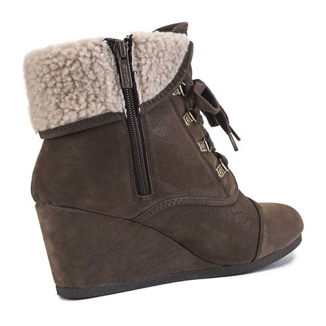 SHIEKH Fur Wedge Ankle Boot Nast S FD NAST S BRWN Shiekh