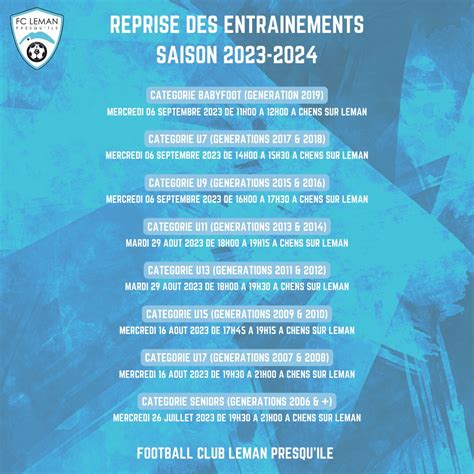 Sportif Dates Des Reprises Des Entrainements Par Cat Gorie Saison