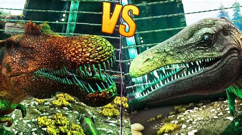 Hybrid Battle Mosarex Vs Spinorex Ark Survival Evolved Dinosaur Battles Youtube