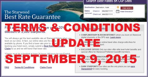 Starwood Best Rate Guarantee Terms Conditions Changes September 9