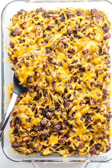 Easy Low Carb Keto Cheeseburger Casserole Recipe Wholesome Yum