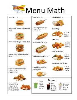 View Menu Math Hamburger Hut Worksheets The Math