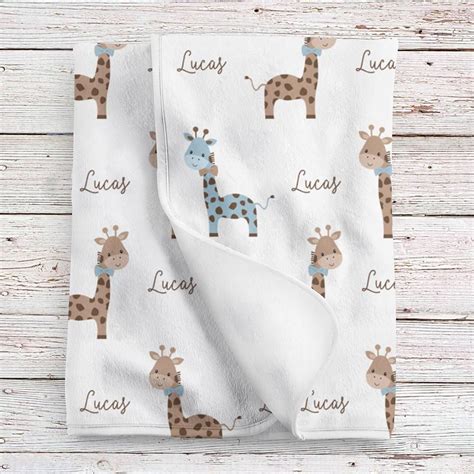 Giraffe Fleece Personalized Baby Boy Blanket Bb263 Personalized