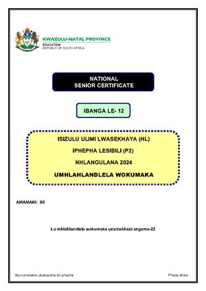 Nsc English Hl Grade November P And Memo Marks Time