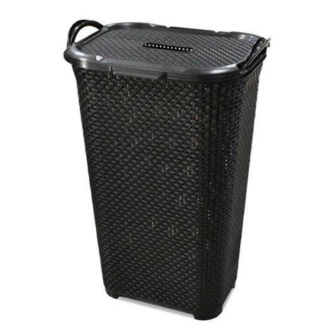 Cesto Rattan Grande C Tampa Basculada Preto Arqplast Cesta E Cesto