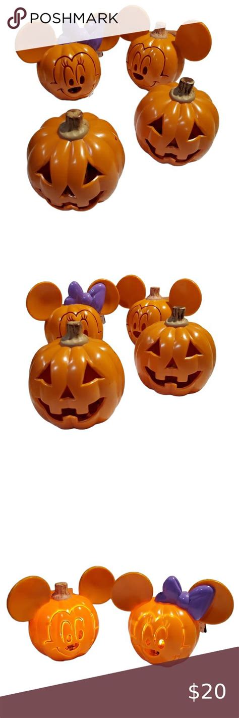 Mickey And Minnie Mouse Light Up Pumpkin Jack O Lanterns 2 More