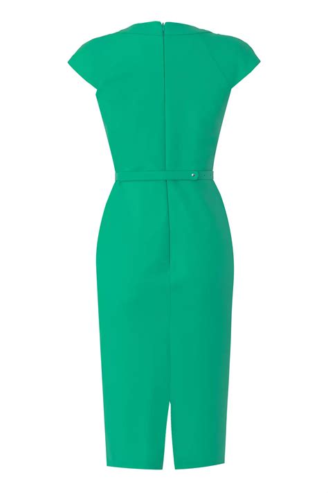 Green Crepe Sleeveless Midi Dress All Fervente