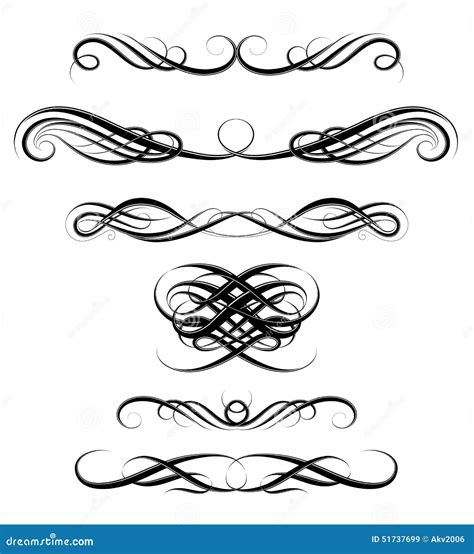 Set Of Calligraphic Swirls Stock Vector - Image: 51737699