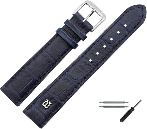 Marburger Uhrenarmband Mm Leder Blau Alligator Werkzeug Montage Set