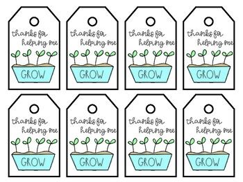 Gift Tag Thanks For Helping Me Grow By The Mrs Rader TPT