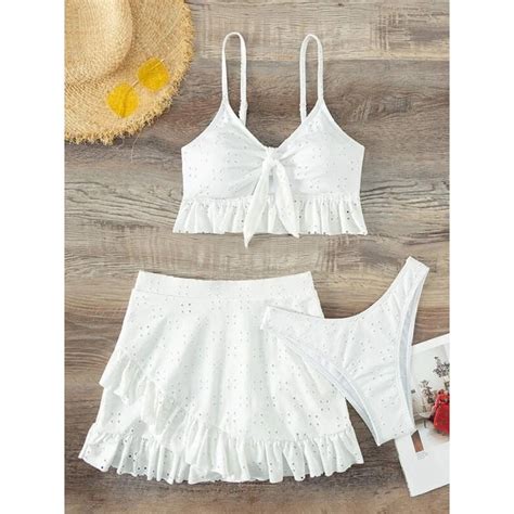 2023 New 3 Pieces Set Swimsuit Women Thong Swimwear Sexy Ruffle Bandeau Micro Bikini Set With