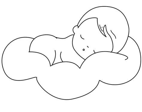 Bebé Durmiendo En La Nube Para Colorear Imprimir E Dibujar Coloringonlycom