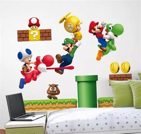 Vinilo Decorativo 3d Mario Bros Stickers De Pared 140x120cm Meses Sin