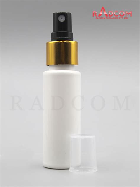 30ML Tulip Opaque White Pet Bottle With Black Mist Pump With Golden