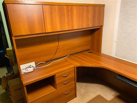 Executive office desk with hutch and side large cabinet. | Desks ...