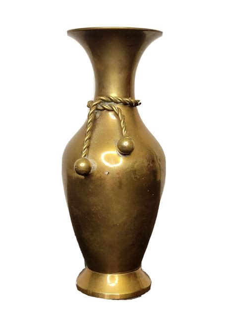 Vintage Solid Brass Vase With Rope Tassel Neck Made In India Ebay