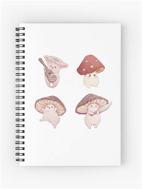 Four Cute Mushroom Friends Spiral Notebook For Sale By Fairydrop