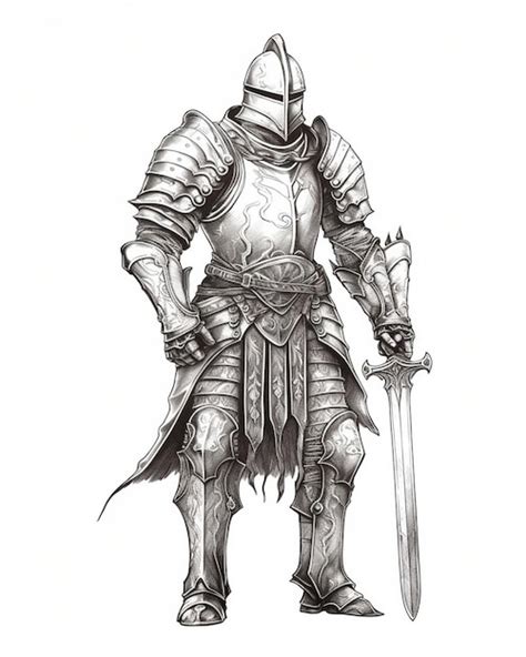 Premium AI Image | a drawing of a knight with a sword and shield.