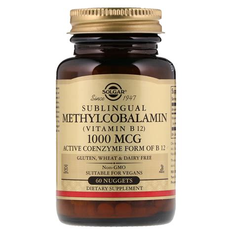 Solgar Sublingual Methylcobalamin Vitamin B12 1 000 Mcg 60 Nuggets