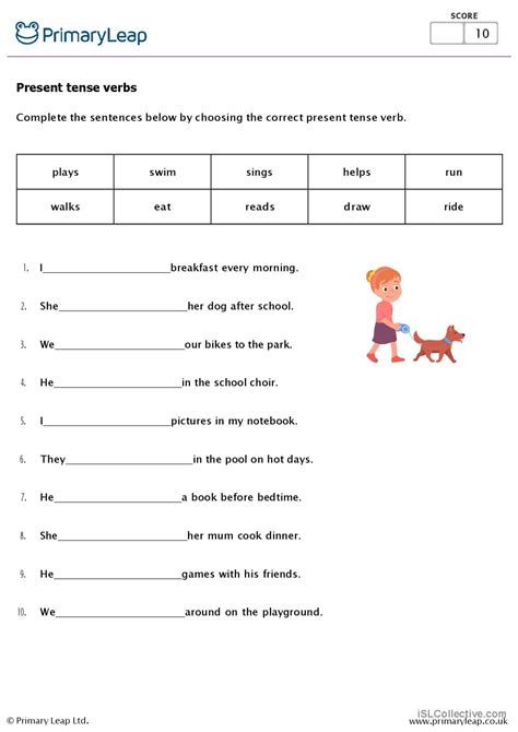 Present Tense Verbs Cloze Activity S English ESL Worksheets Pdf Doc