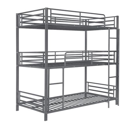 Maynard Metal Triple Twin Bunk Bed Gunmetal